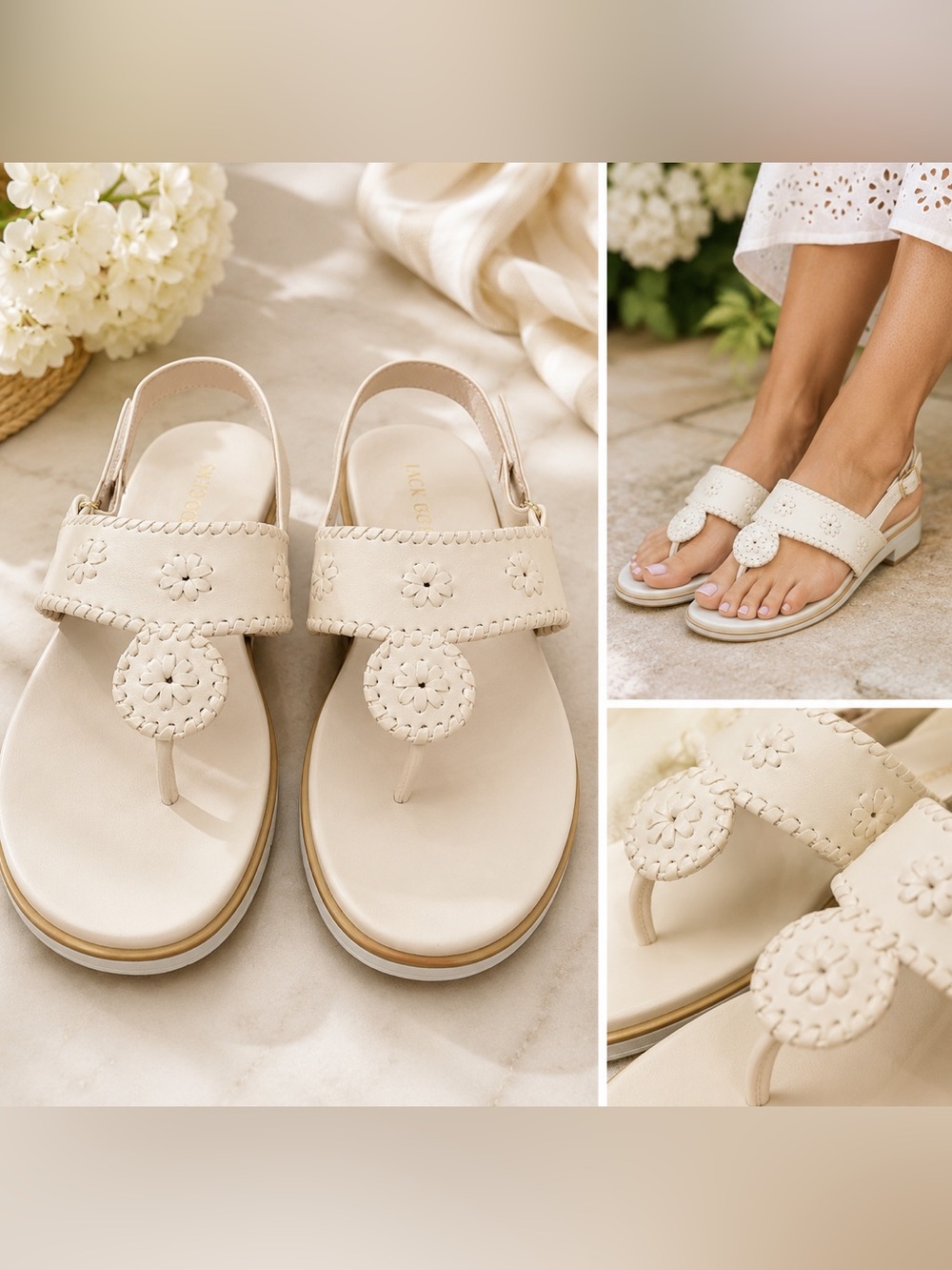 JACK ROGERS - white Leather Jacks Weekend Sandal NWT